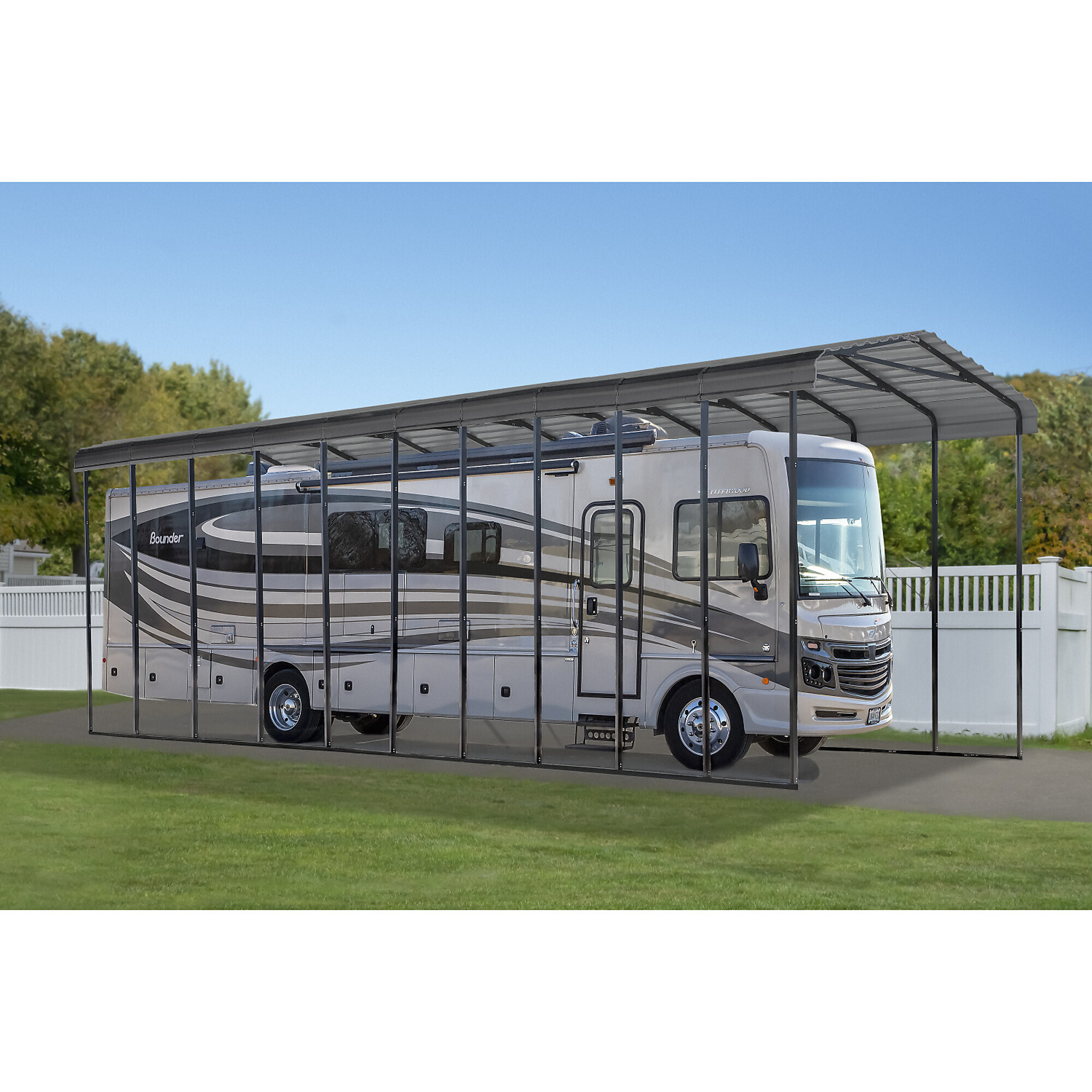 Arrow Steel RV Carport, 47ft.L x 14ft.W x 14ft.H, Charcoal, Model# CPHC144714